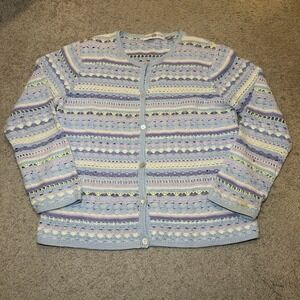 Vintage Pastel Cardigan Button Down Blue Sz M Womens Sweater Marisa Christina